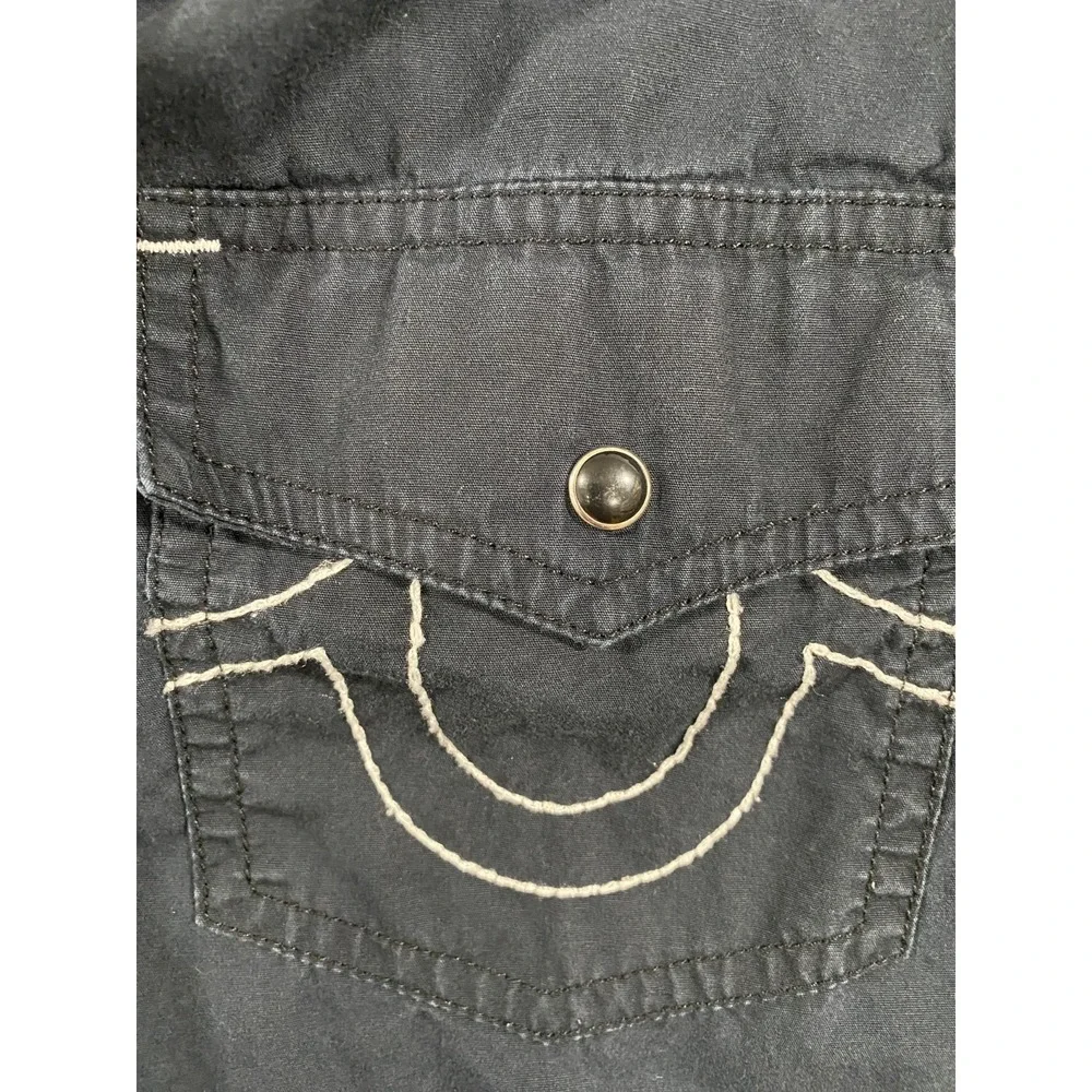 True Religion Shirt Mens M Black Pearl Snap Lightweight Western Cowboy Button Up